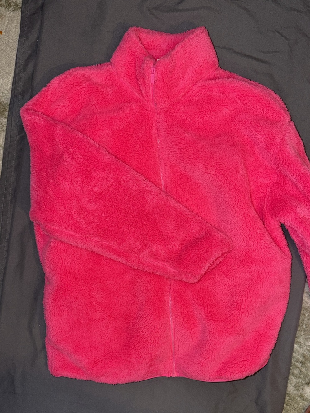 PINK Victoria's Secret Kids Plush Full-Zip Jacket in Hot Pink